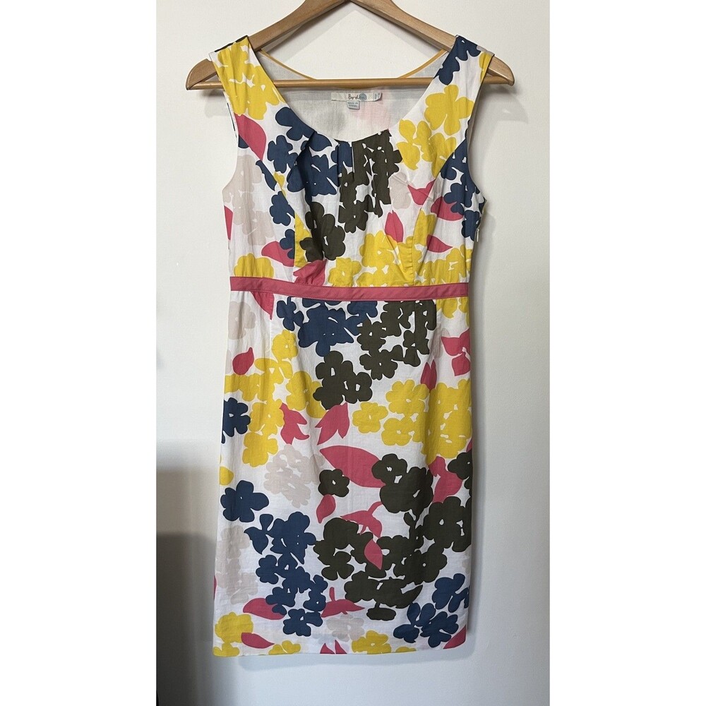 Boden White Floral Print Sleeveless Shift Dress Size 2 Petite